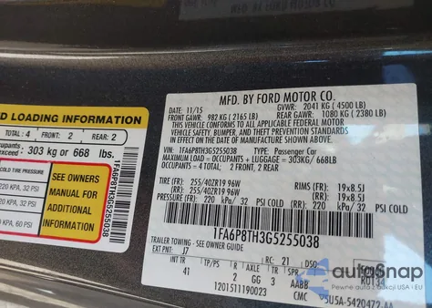 2016 Ford Mustang Ecoboost from USA, damaged, VIN 1FA6P8TH3G5255038